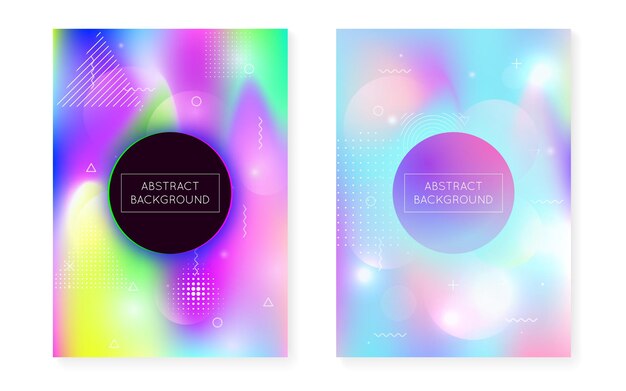 Fluid shapes cover with liquid dynamic background Holographic bauhaus gradient with memphis Graphic template for placard presentation banner brochure Spectrum fluid shapes cover