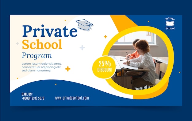 Free vector fluid shapes private school facebook template