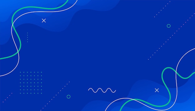 Free vector fluid style blue memphis background with curvy line shapes