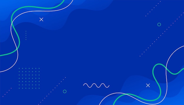 Fluid style blue memphis background with curvy line shapes