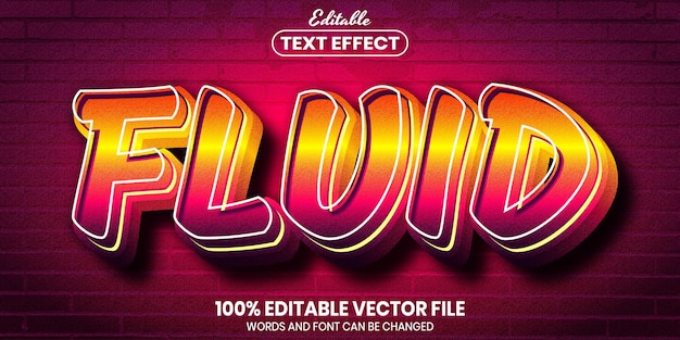 Fluid text, font style editable text effect Premium Vector
