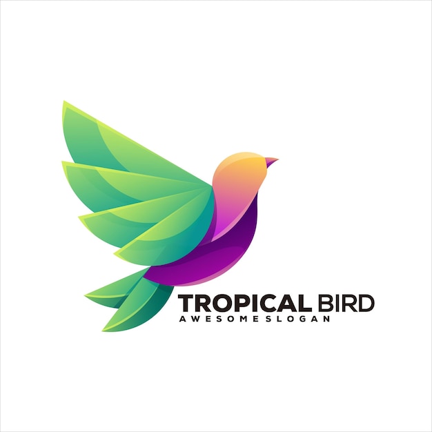 Fly Bird colorful gradient style vector design