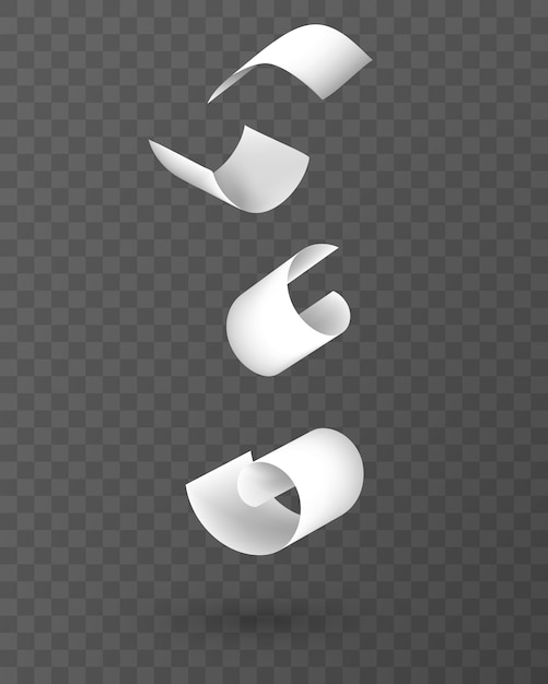 Vettore gratuito set di documenti fly. fogli bianchi cadenti e volanti