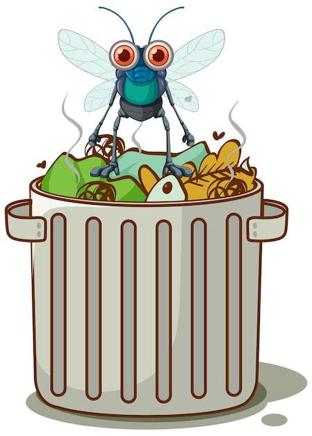 Free vector fly and trash cartoon