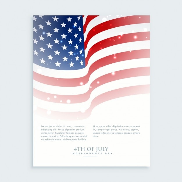 Free vector flyer of 4th of july with american flag