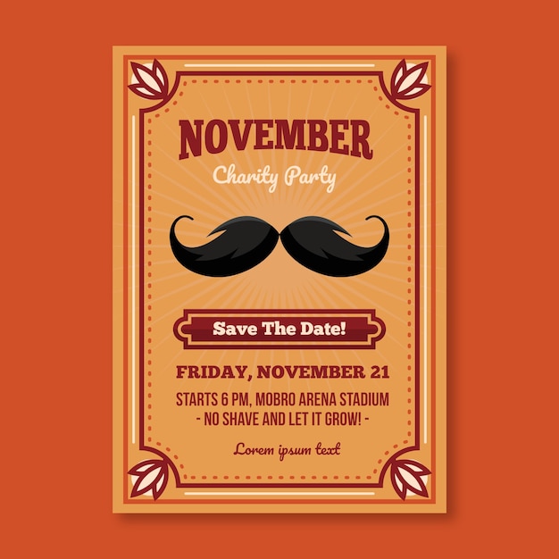 Free vector flyer charity party of movember