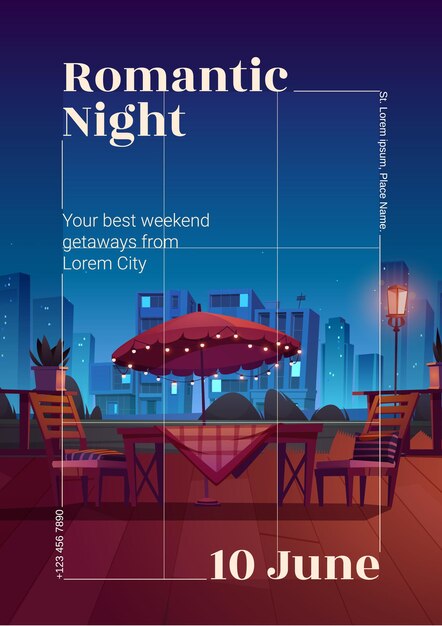 flyer or poster of romantic night in cafe