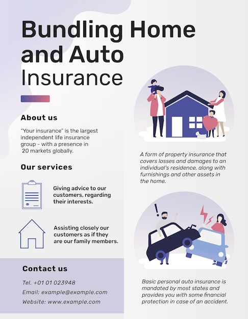 Free vector flyer template for bundling home and auto insurance