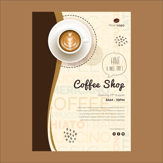 Free vector flyer template for coffee shop