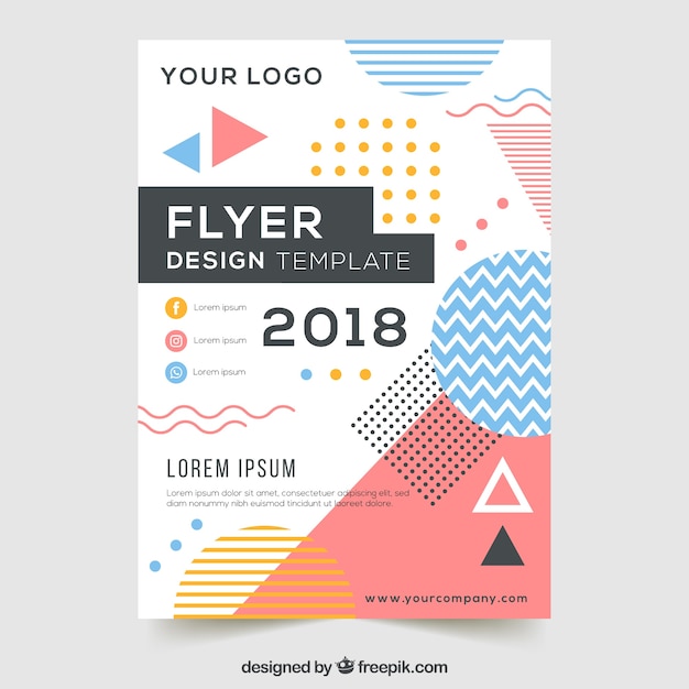 Flyer template in memphis style