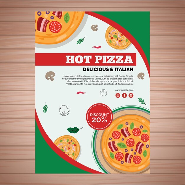Free Vector Flyer Template For Pizza Restaurant In A5 Format