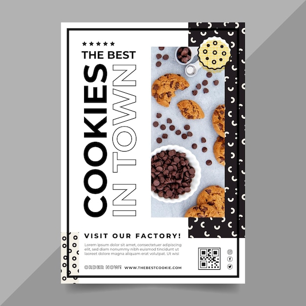 Free vector flyer template with cookies photo
