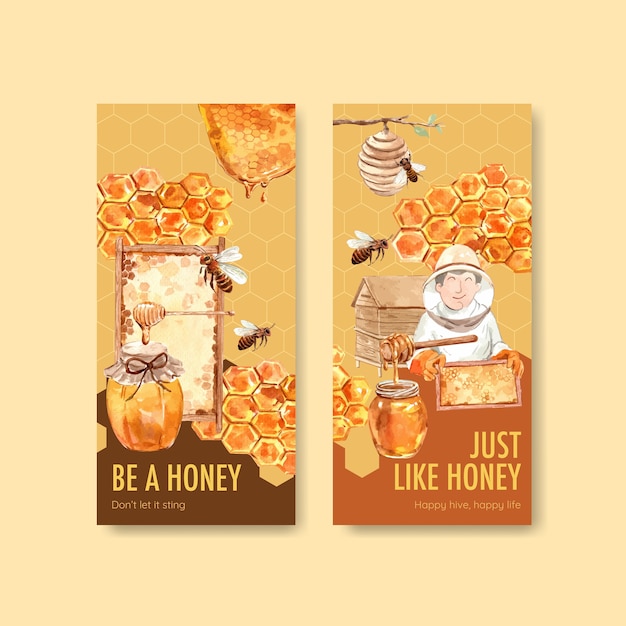 Free vector flyer template with honey watercolor