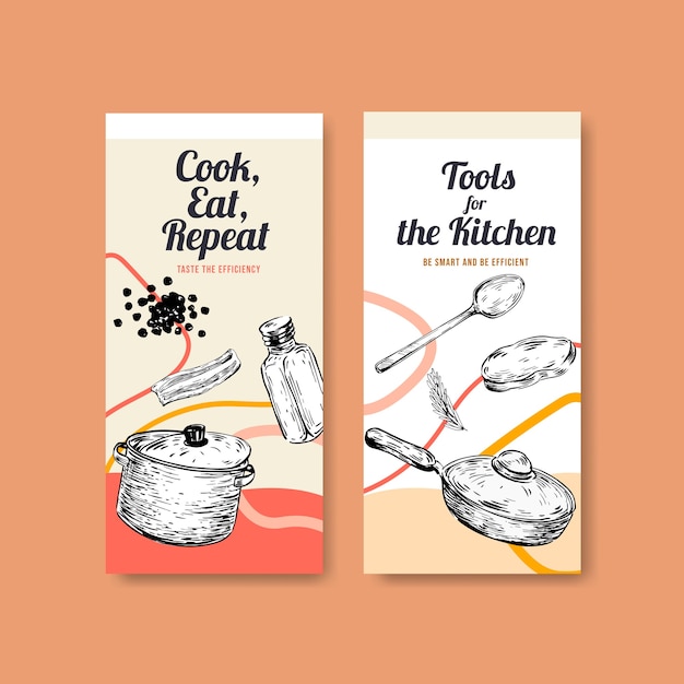 Шаблон флаера с концепцией кухонной техники для брошюры векторные иллюстрации