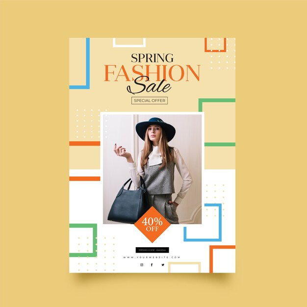 Flyer template with picture spring sale
