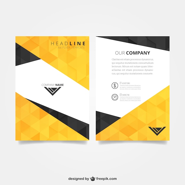 Free vector flyer template with polygonal pattern