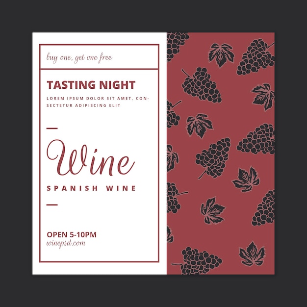 Free vector flyer template with wine pattern