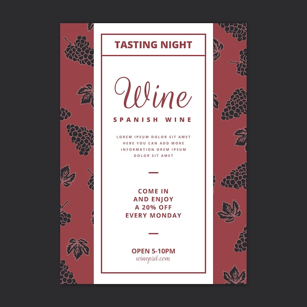Flyer template with wine pattern