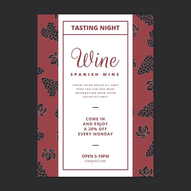 Free vector flyer template with wine pattern