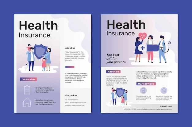 Free vector flyer templates for health insurance