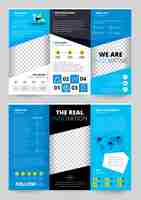 Free vector flyer trasparent design in blue color with business information world map