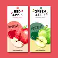 Free vector flyer with fruits themed , apple watercolor illustration template.