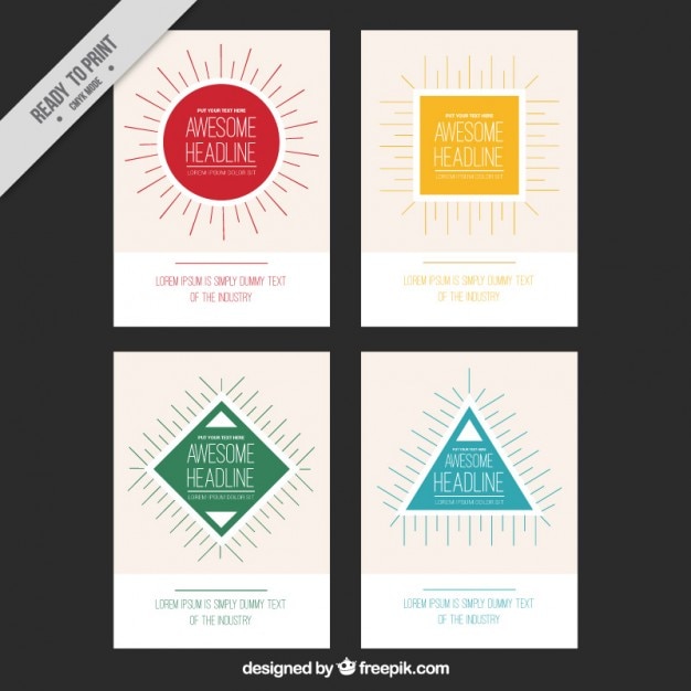 Free vector flyers of geometrical shapes set