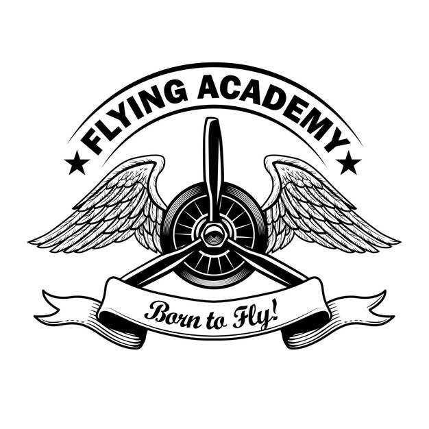 Flying academy label