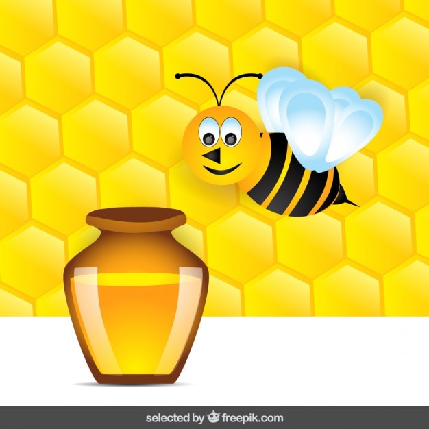 Flying bee with honey