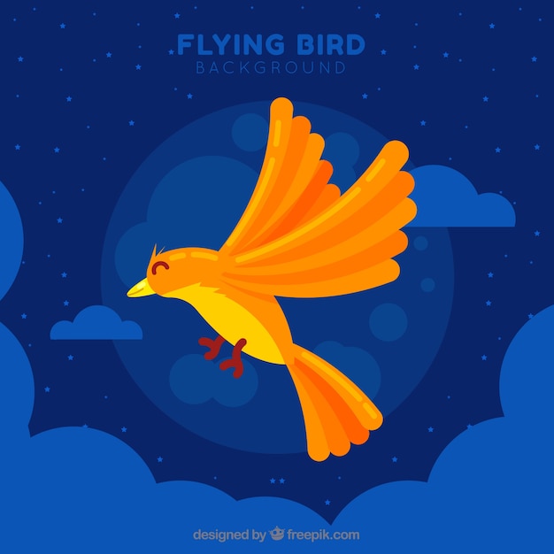 Бесплатное векторное изображение Летающая птица на ночном фоне