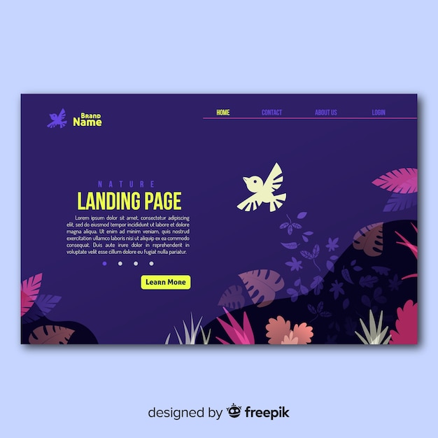 Free vector flying bird landing page