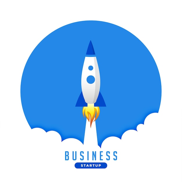Free vector flying business rocket concept background