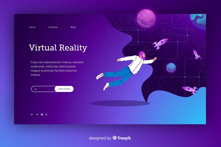 Free Vector flying cartoon in cosmos in a virtual reality