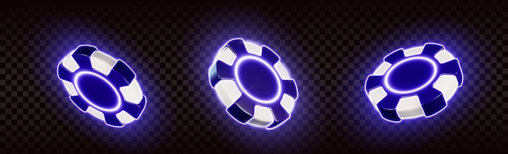 Free Vector flying casino chips with blue neon light glow