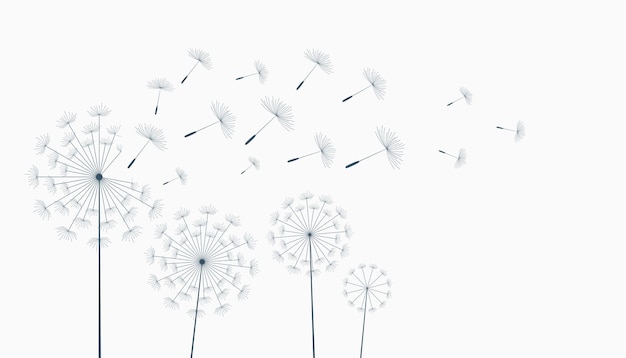 Free vector flying dandelion flower seeds make a wish concept background vector