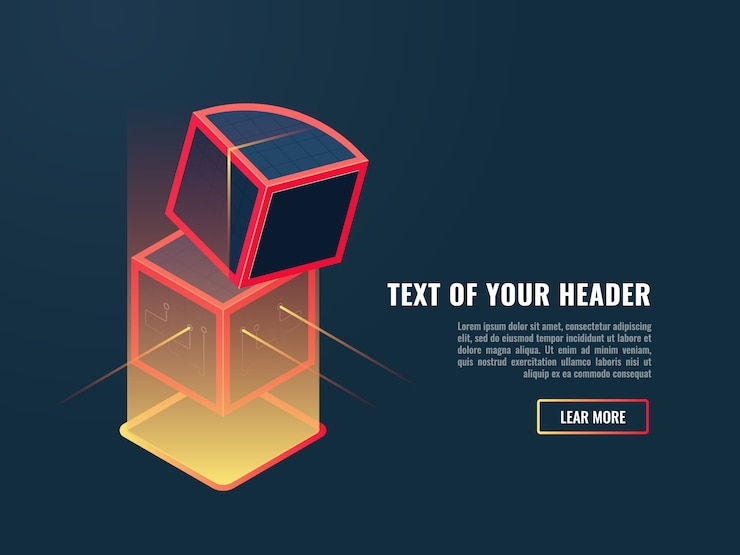 Free Vector flying digital blocks, electronic development concept, program product development