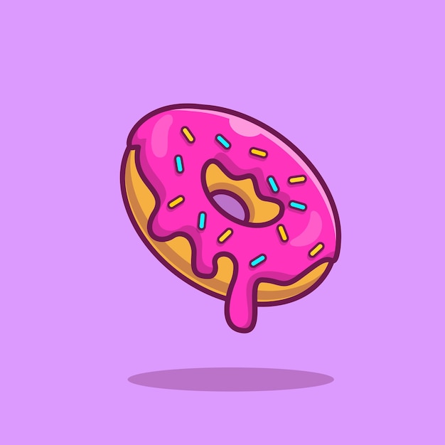 Flying Doughnut Melted Cartoon  Icon Illustration