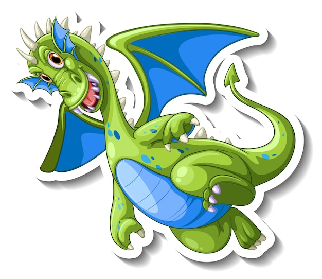 Free vector flying dragon cartoon character sticker