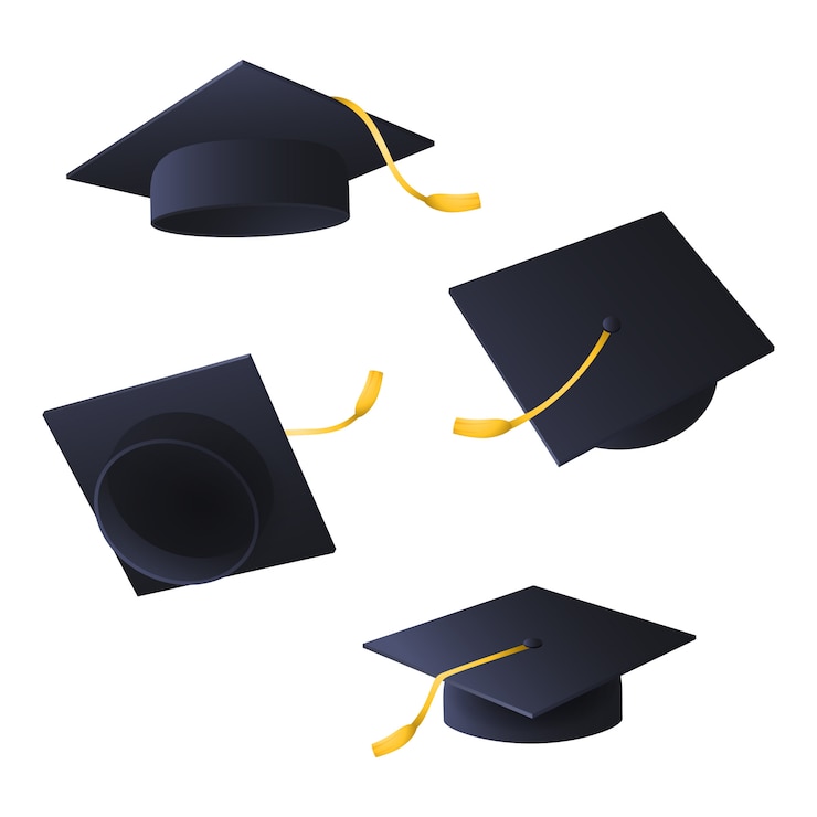 Free Vector flying graduation caps