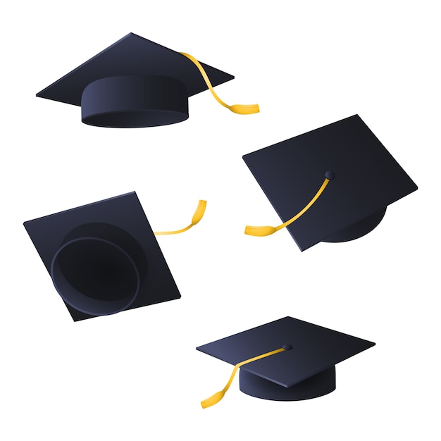 Flying graduation caps