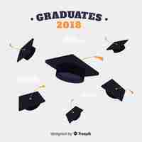 Free vector flying graduation hats