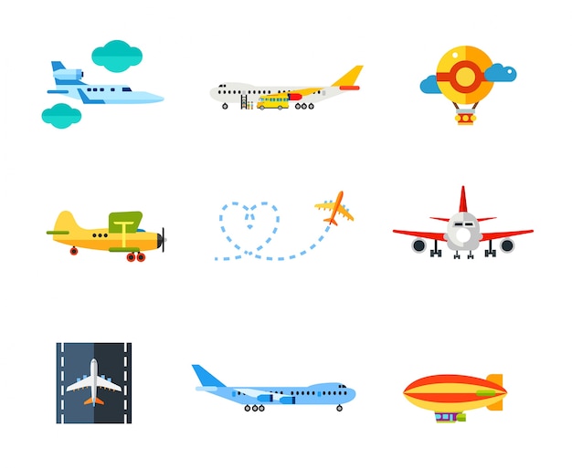 Flying icon set