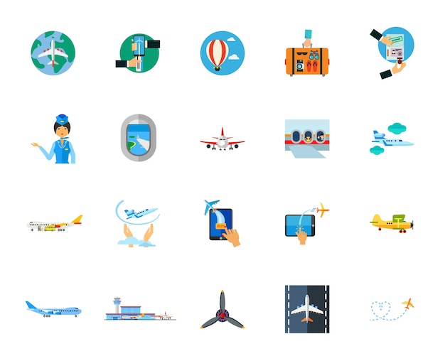 Flying icon set