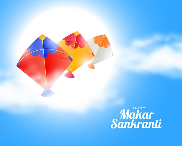 Flying kites over the clouds makar sankranti festival