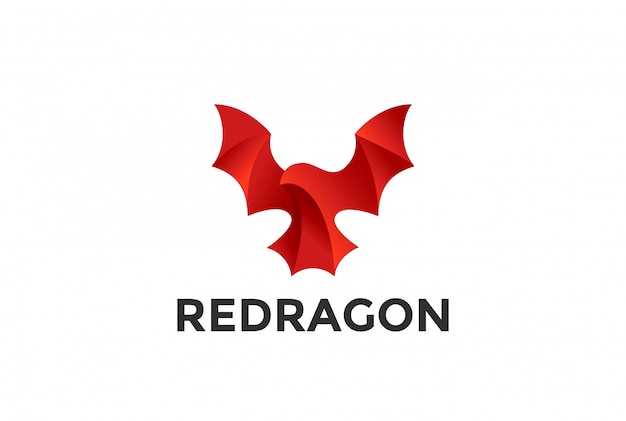 Летающий красный дракон логотип значок.