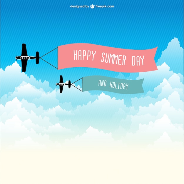 Free vector flying ribbons with message in airplanes