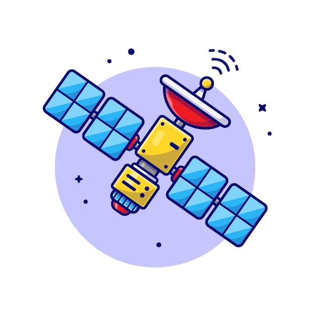 Free vector flying satellite space cartoon icon illustration.