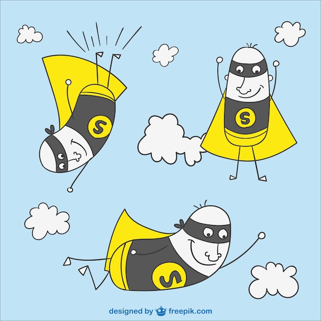 Flying superhero cartoon