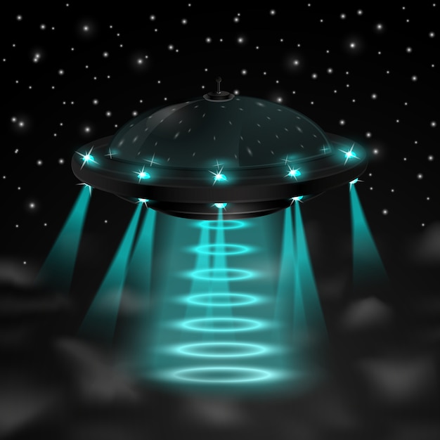 밤에 비행 ufo