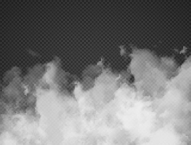 Free vector fog smoke cloud isolated on transparent background. white smog effect closeup. vector illustration